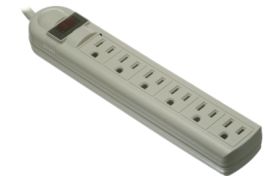 Gray 6 Outlet Surge Protector | Metal Easy Wrap 3 Feet | ShowMeCables.com