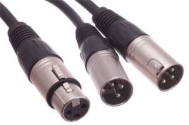 XLR 3 Pin Female to Dual XLR 3 Pin Male Adapter Cable | ShowMeCables.com