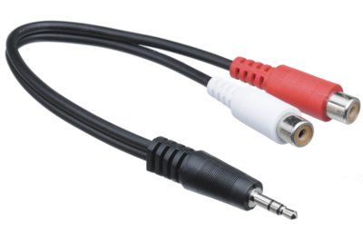 3.5mm Stereo Male to Dual RCA Female Adapter Cable - 6 IN