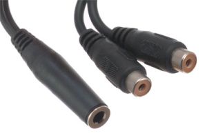 1/4 IN Mono Jack to Dual RCA Jack  Adapter Cable - 6 IN