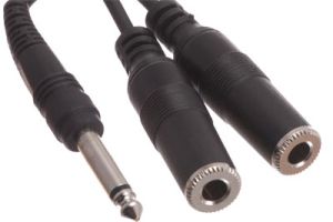 1/4 IN Mono Male to Dual 1/4 IN Mono Female Adapter Cable - 6 IN
