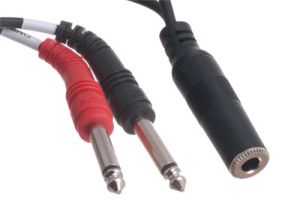 1/4 IN Stereo Female to Dual 1/4 IN Mono Male Adapter Cable - 6 IN