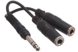 1/4 IN Stereo Male to Dual 1/4 IN Stereo Female Adapter Cable - 6 IN