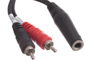 1/4 IN Stereo Female to Dual RCA Male Adapter Cable - 6 IN