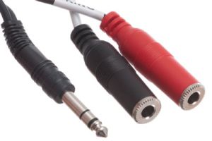 1/4 IN Stereo Male to Dual 1/4 IN Mono Female Adapter Cable - 6 IN