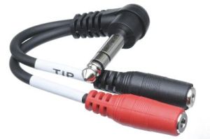 1/4 IN Stereo Male to 3.5mm Stereo Female Adapter Cable - 6 IN
