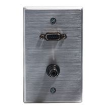 HD15 VGA and 3.5mm Wall Plate - Single Gang - Stainless Steel
