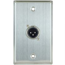 XLR 3 Pin Male Wall Plate - Single Gang - 1 Port - Stainless Steel