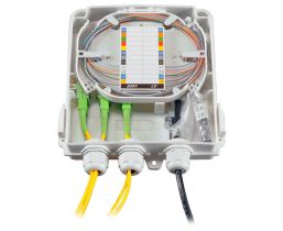 FTTH Wall Mount Plastic Fiber Distribution Unit - Up to 8 Ports/12 Splices