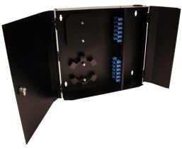 Loaded Wall Mount Fiber Enclosure - SM + MM SC Simplex Couplers - 24 Port