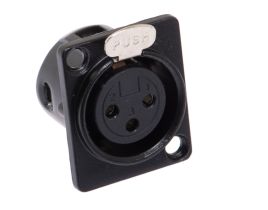 XLR 3 Pin Female Chassis Mount Connector - Plastic