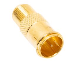 F-Type Male Push On to F-Type Female Adapter - Gold