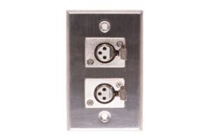 XLR 3 Pin Female Wall Plate - Single Gang - 2 Port - Stainless Steel