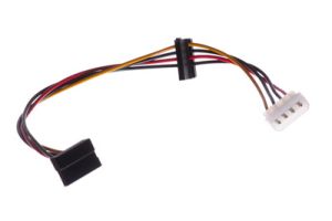 Molex 4-Pin Male to 2 SATA Right Angle Female Power Cable - 14 Inch