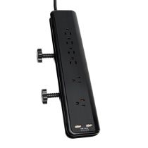 6 Outlet Screw-On Workshop Power Strip with 2 USB Charging Ports - 6 FT Cord