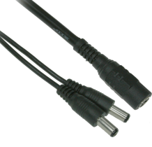 2.1mm DC Power Female to 2 Male Cable - 22 AWG