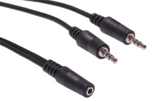 3.5mm Stereo Female to Dual 3.5mm Stereo Male Adapter Cable - 6 IN