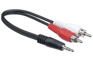 3.5mm Stereo Male to Dual RCA Male Adapter Cable - 6 IN