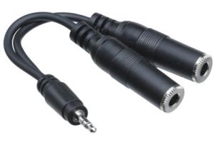 3.5mm Stereo Male to Dual 1/4 IN Stereo Female Adapter Cable - 6 IN
