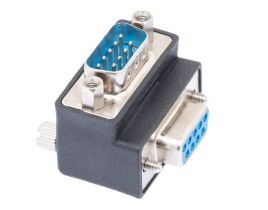 DB9 Male to DB9 Female Low Profile Right Angle Serial Adapter - Type 1