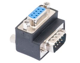 DB9 Male to DB9 Female Low Profile Right Angle Serial Adapter - Type 2