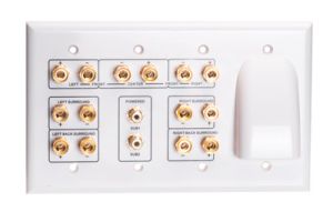 7.2 Home Theater Wall Plate with Horn - Quadruple Gang - White