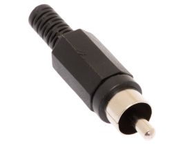RCA Male Solder Connector with Strain Relief - Plastic - Black
