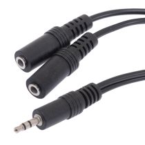 3.5mm Stereo Male to Dual 3.5mm Stereo Female Adapter Cable - 6 IN
