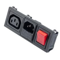 L-com AC PEM 320-2-2/F C14 1.0mm TO 3.0mm PANEL SNAP-IN 6.3mm QUICK-CONNECT SWITCH FUSEHOLDER