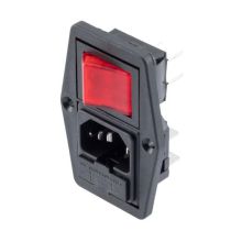L-com AC PEM C14 PANEL SIDE FIXING FLANGE 6.3mm QUICK-CONNECT DOUBLE CONTACT ILLUMINATED SWITCH FUSEHOLDER