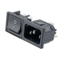 L-com AC PEM C14 1.5mm PANEL SNAP-IN 4.8mm QUICK-CONNECT DOUBLE CONTACT SWITCH