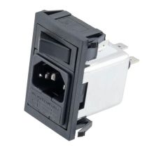 L-com AC PEM C14 1.0mm TO 3.0mm PANEL SNAP-IN 6.3mm QUICK-CONNECT EMI FILTERED SINGLE CONTACT SWITCH FUSEHOLDER