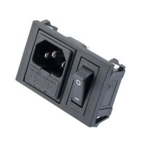 L-com AC PEM C14 1.0mm TO 3.0mm HORIZONTAL PANEL SNAP-IN 6.3mm QUICK-CONNECT SINGLE CONTACT SWITCH FUSEHOLDER
