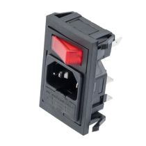 L-com AC PEM C14 1.0mm TO 3.0mm VERTICAL PANEL SNAP-IN 6.3mm QUICK-CONNECT SINGLE CONTACT ILLUMINATED SWITCH FUSEHOLDER