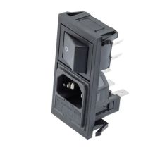 L-com AC PEM C14 1.0mm TO 3.0mm PANEL SNAP-IN 6.3mm QUICK-CONNECT SWITCH 2X FUSEHOLDERS