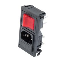 L-com AC PEM C14 1.0mm TO 3.0mm VERTICAL PANEL SNAP-IN 6.3mm QUICK-CONNECT SWITCH FUSEHOLDER