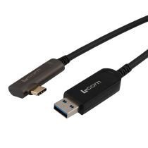 L-Com USB 3.0 Active Optical Cable, A male to C male PVC jacket no screw, right angle, 5 meters