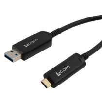 L-Com USB 3.0 Active Optical Cable, A male to C male PVC jacket no screw, 15 meters