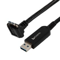 L-Com USB 3.0 Active Optical Cable, A male to Micro-B male drag chain jacket w/ screw, right angle, 5 meters