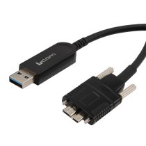 L-Com USB 3.0 Active Optical Cable, A male to Micro-B male PVC jacket with screw, 8 meters