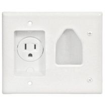 Pass Through Wall Plate with Single Recessed Power Outlet