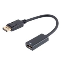 L-Com DisplayPort to HDMI Adapter, DisplayPort Male to HDMI Female, 4K@60Hz, ABS Shell, Black, Dongle Style, 15cm
