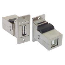 L-com Flanged Panel Mounted USB 2.0 Coupler - Shielded, Type A/B Connectors