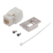 L-com Flange Mount Kit, Category 6a 10gig Ethernet Tool-less Keystone RJ45 Jack Female, TIA568A/B, for Slim 28AWG, White