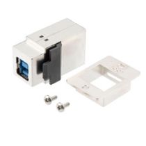 L-com USB 3.0 Adapter Coupler, ECF Style Flange Mount Keystone Kit, Type B Female Jack to Type A Female Jack, Shielded, Silver