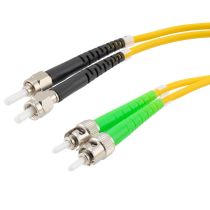 L-com Fiber Optic Patch Cable SMA/APC-ST/APC Duplex 9.25/125 OS1 Single Mode Fiber 3.0mm PVC Jacket 1 m