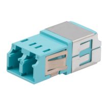 L-com Fiber Coupler, LC/LC Duplex, White Internal Shutter, Side Spring, High Density, No Flange, Aqua