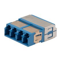 L-com Fiber Coupler, LC/LC Quad, White Internal Shutter, Side Spring, High Density, No Flange, Blue