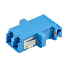 Fiber Optic LC Duplex Shuttered Coupler - Single mode - With Flange - Blue