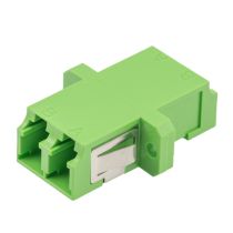 Fiber Optic LC/APC Duplex Coupler - Single mode - Flange - Green